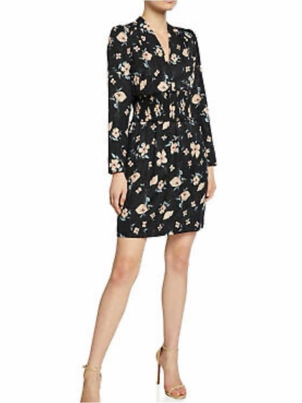 Rebecca Taylor Black Dress with Blush Floral Print
